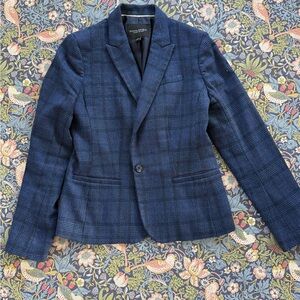 Banana Republic Navy Plaid Tailored Sport Coat
